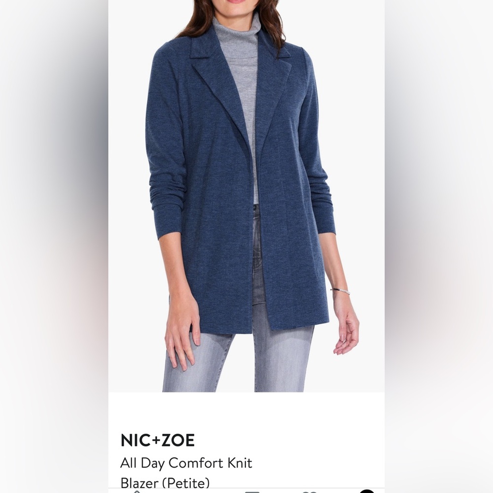 NIC+ZOE All Day Comfort Knit Blazer in Blue